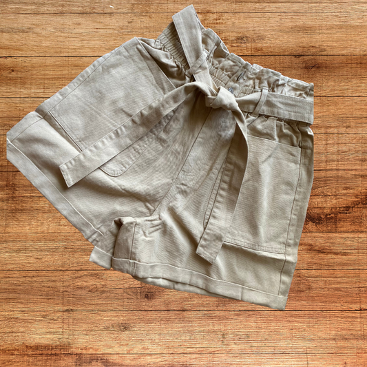 Give me waist denim paper bag shorts(Curvy)